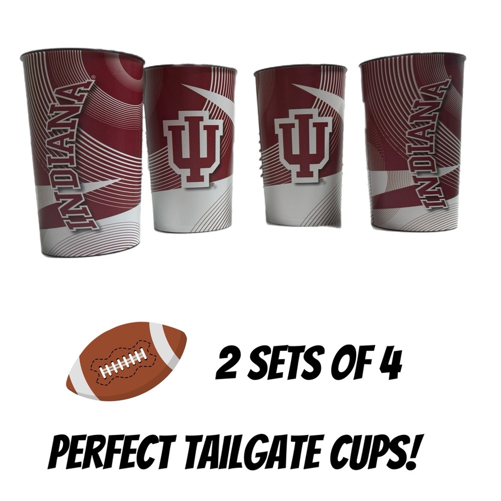 Indiana Hoosiers NCAA 22 oz Plastic Cups Set of 8 Boelter Brands